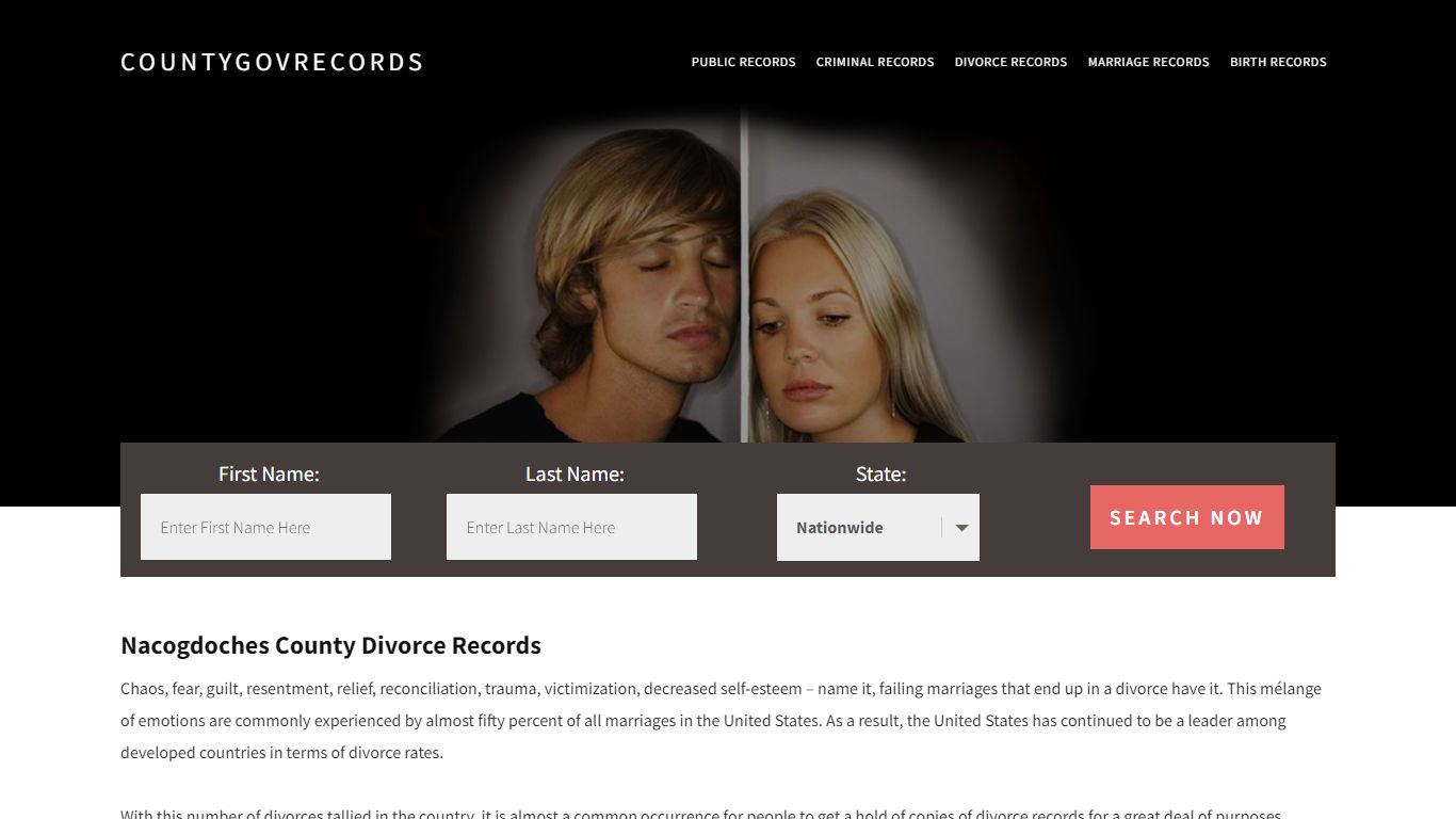 Nacogdoches County Divorce Records | Enter Name and Search